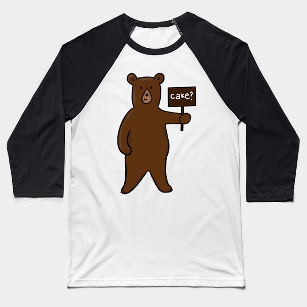 Cake Cute Bear Illustration Baseball T-Shirt by AmaniZelaya